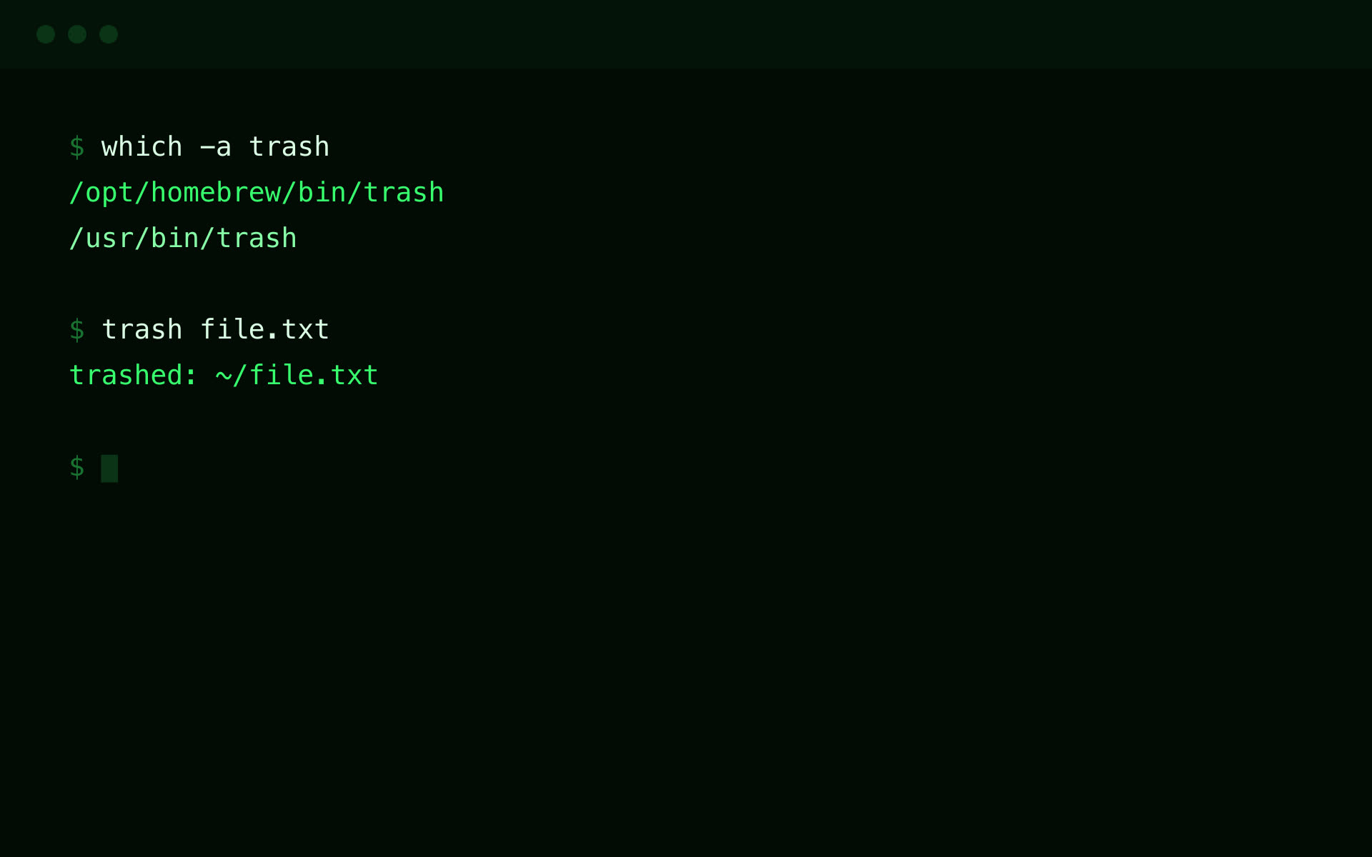 shadows /usr/bin/trash, on purpose